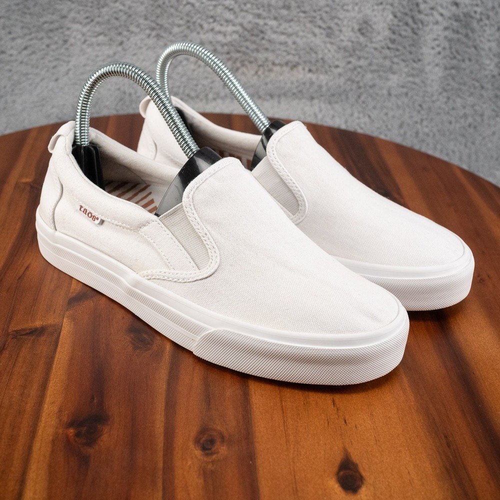 Taos Rubber Soul Flat Women 7.5 White Canvas Fabric Loafer Sneaker Comfort Shoes